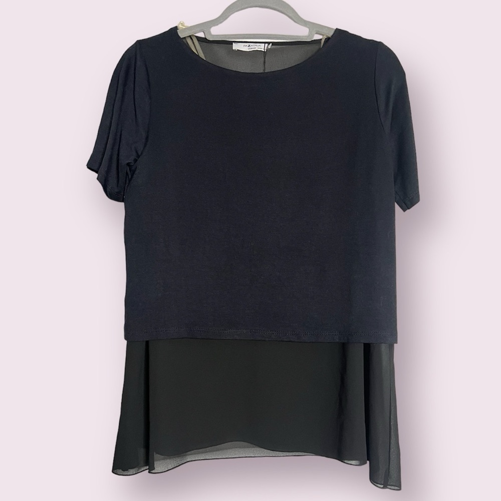 Piazza Italia Twist Back Black Blouse Small